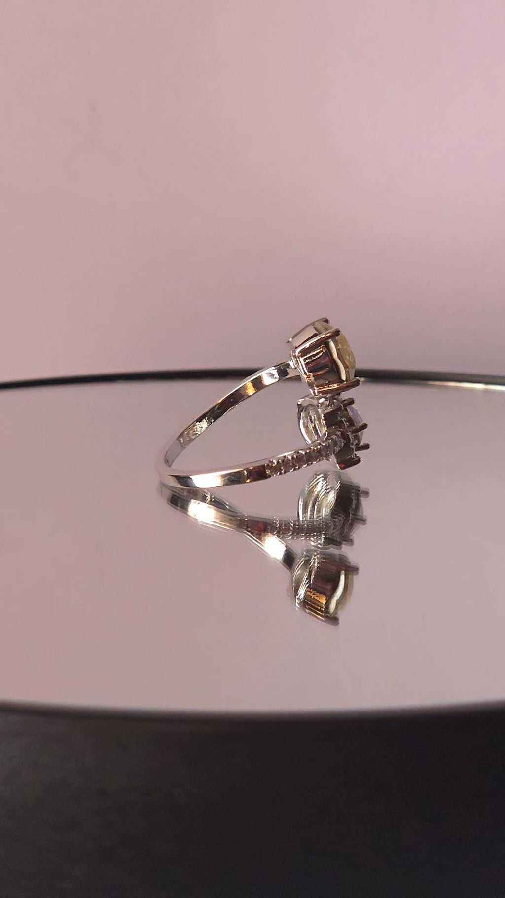 Swarovski Lemon Moonlight Two-Stone Crystal Wrap Ring | Adjustable 925 Sterling Silver Plated Ring | Genuine Swarovski Crystal | Halo Ring