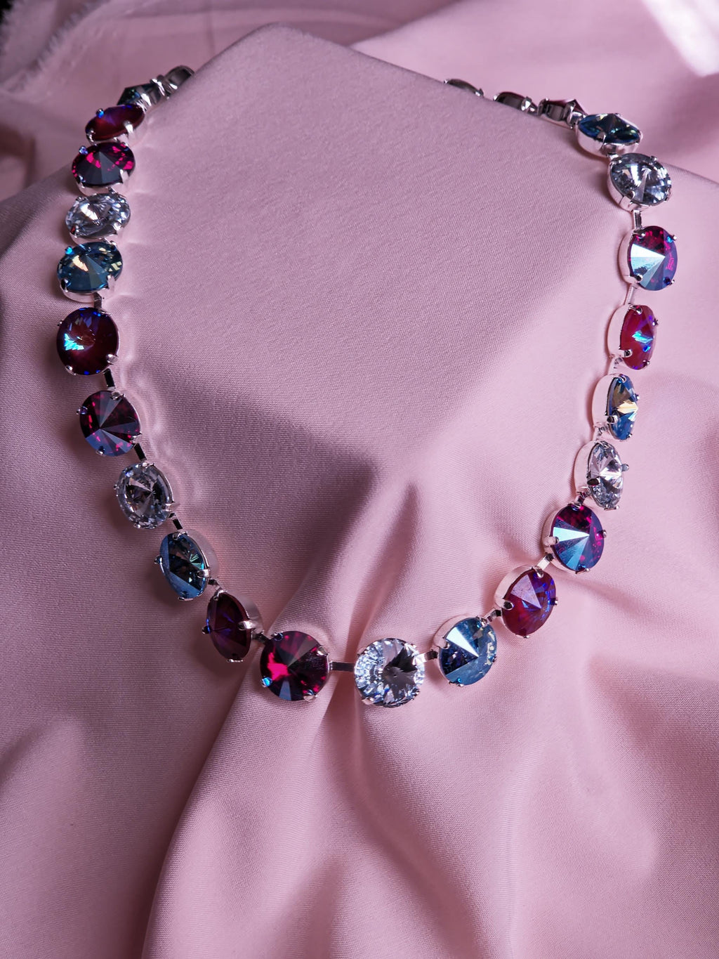 Miami Nights Swarovski Crystal Necklace | Rhodium Plated Statement Jewelry Set