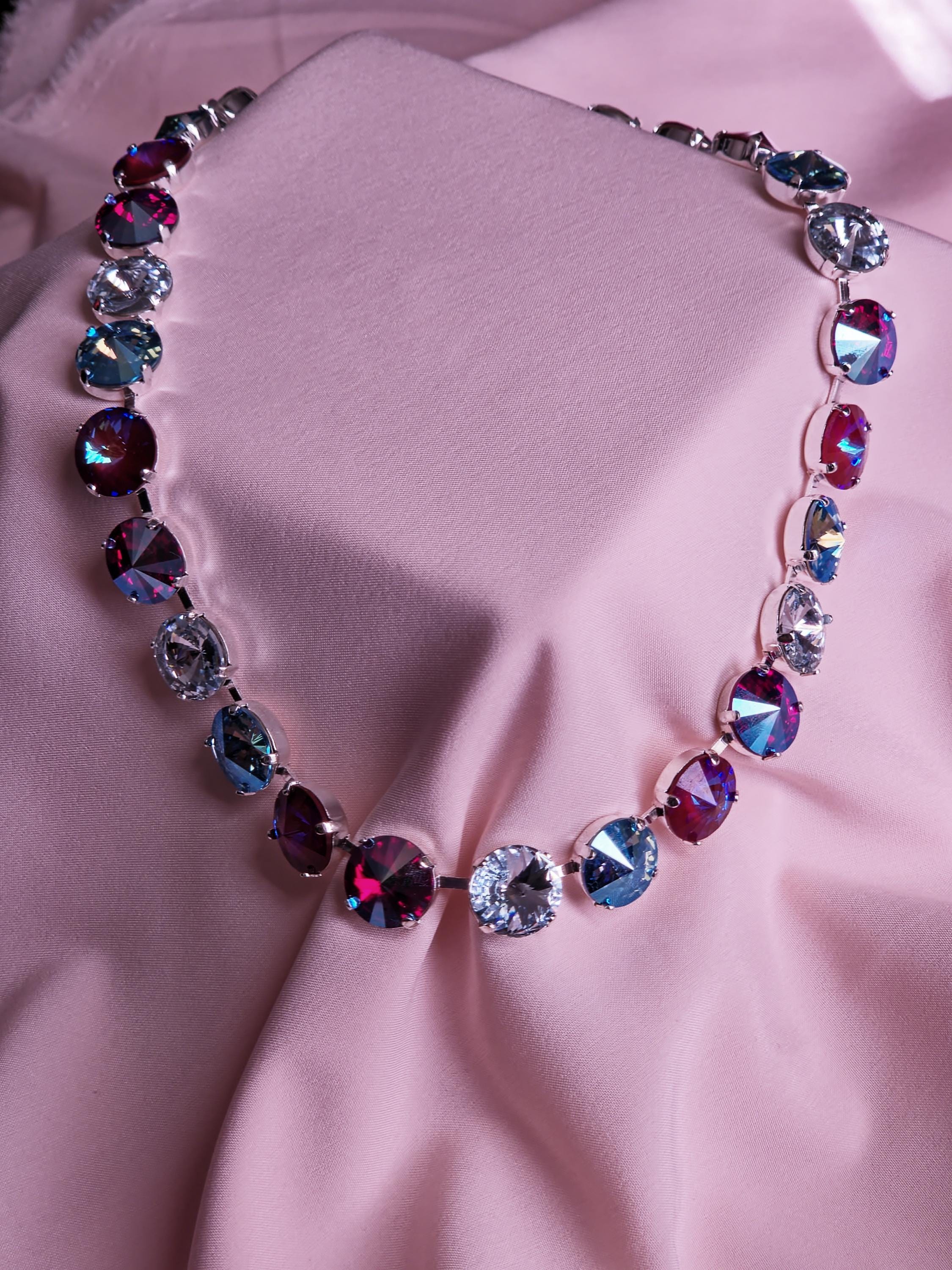 Miami Nights Swarovski Crystal Necklace | Rhodium Plated Statement Jewelry Set