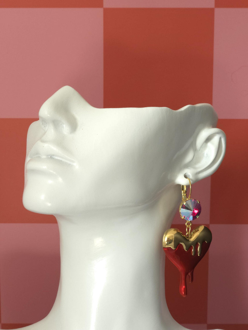 Queen of Hearts Swarovski Crystal Heart Earrings | Handmade Gold Plated Leverback Earrings | Siam Shimmer Crystal Dangle Earrings