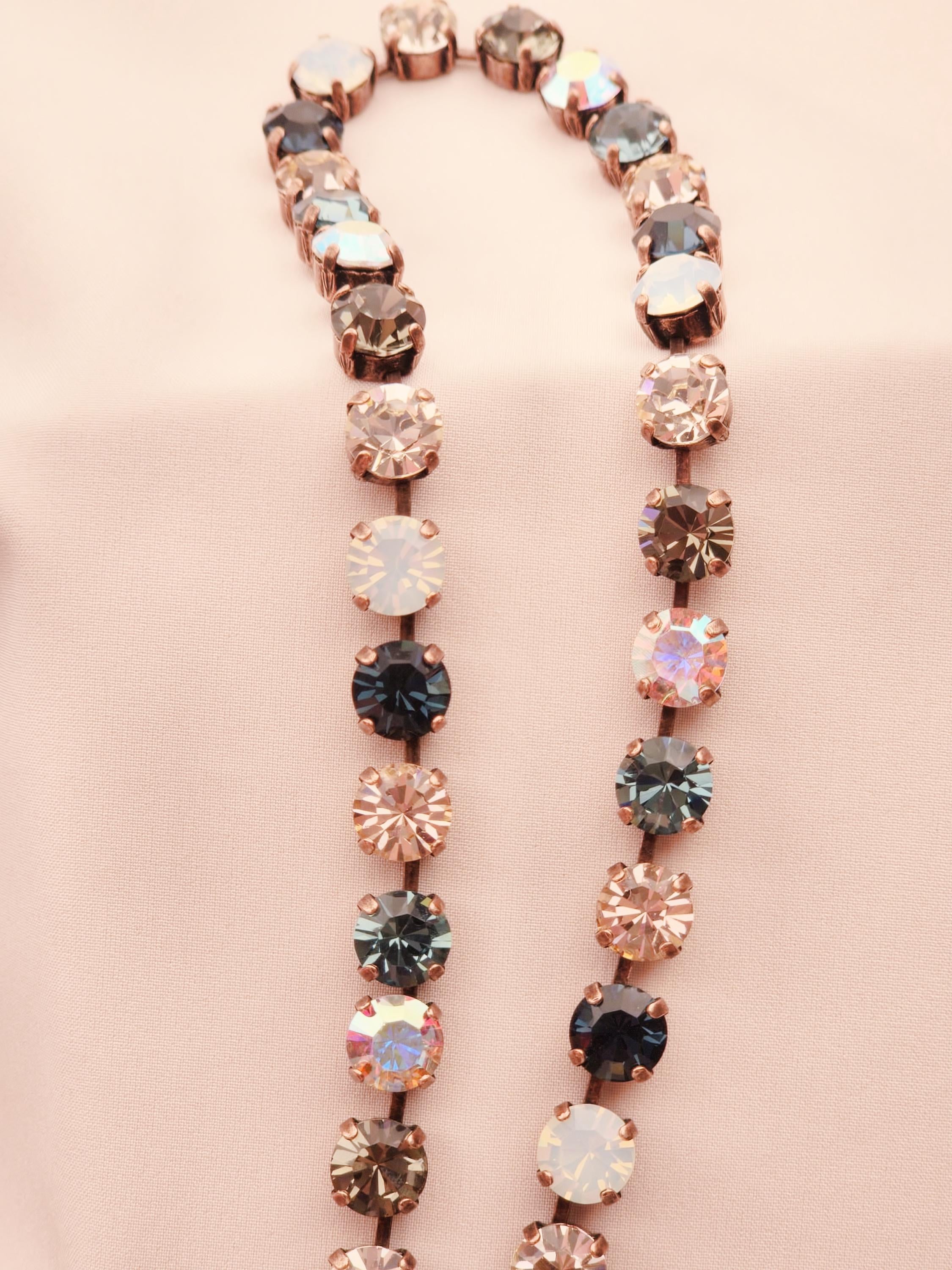 Smokin' Crystal Tennis Necklace | Crystal Choker | Rhinestone Jewelry | Crystal AB and Black Diamond Necklace