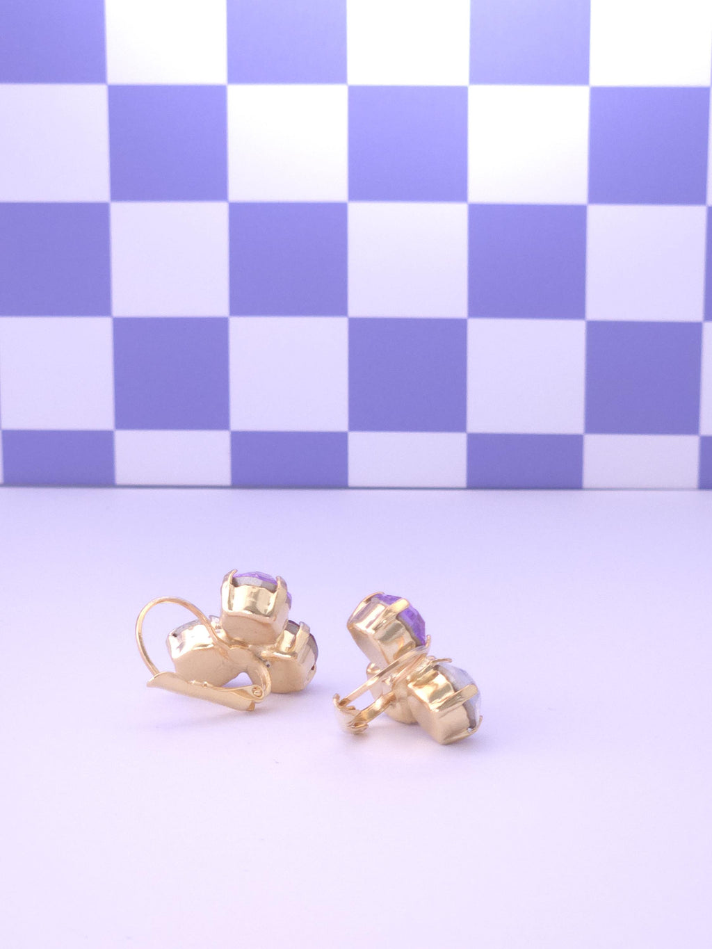 Trio Crystal Leverback Earrings | 8mm Austrian Stones, Gold Plated Finish