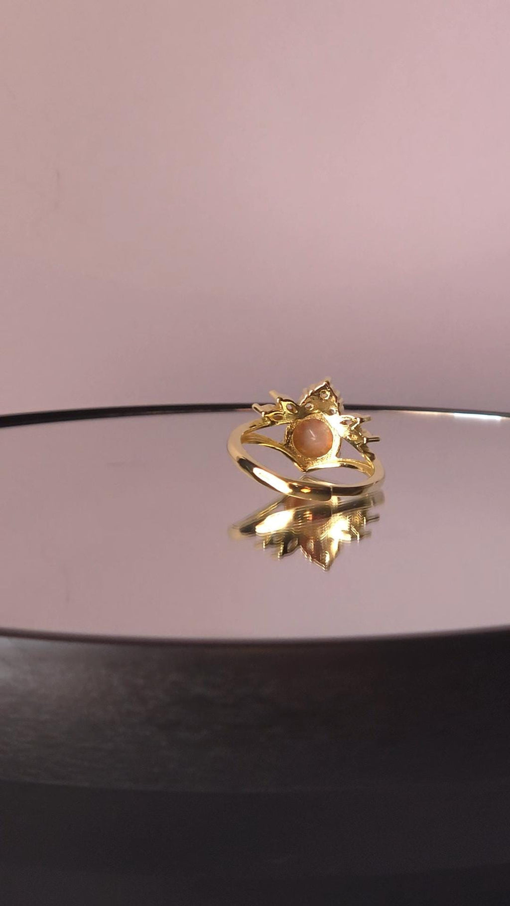 Crown Crystal Ring | Adjustable Gold Plated Cluster Ring | Genuine Swarovski Crystal, CZ Accents | RARE Vintage Fire Opal