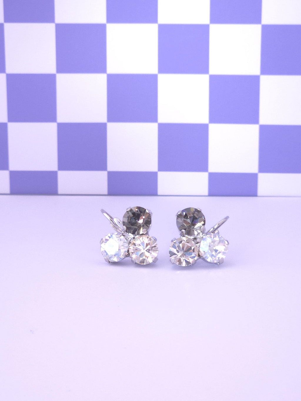 Austrian Crystal Trio Leverback Earrings | Neutral Tones | Rhodium Finish