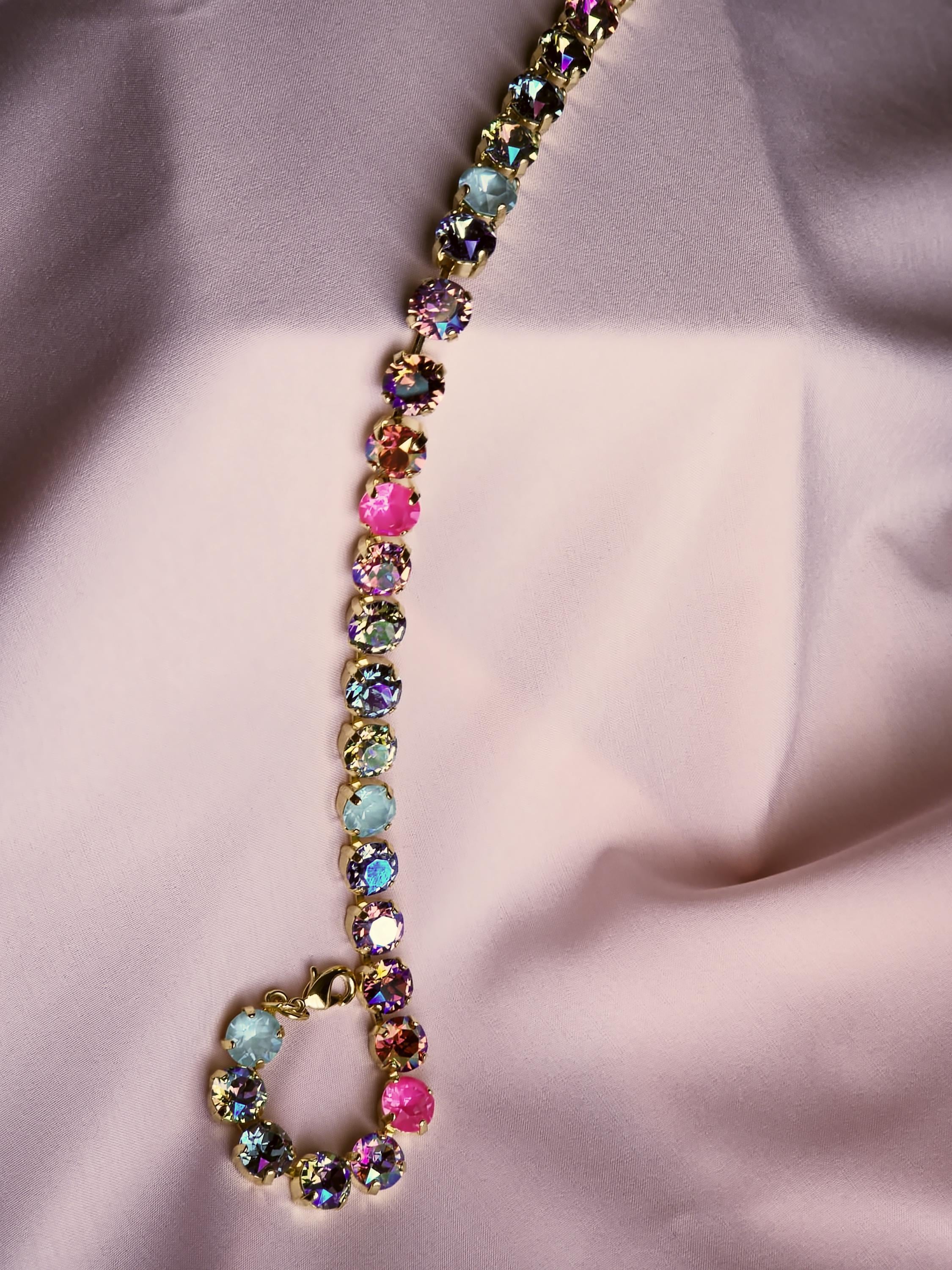 Swarovski Crystal Rainbow Necklace | Gold Plated Statement Jewelry
