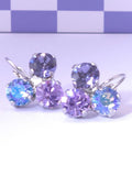 Trio Crystal Leverback Earrings | 8mm Faceted Stones, Rhodium Finish
