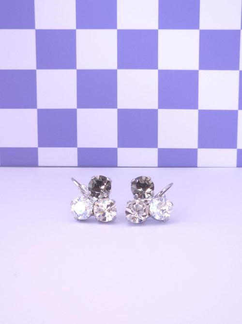 Austrian Crystal Trio Leverback Earrings | Neutral Tones | Rhodium Finish