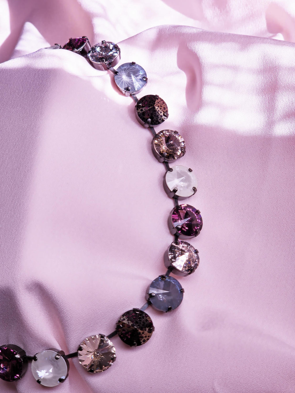 Swarovski Crystal Necklace | Black Setting Statement | Amethyst Patina, Rose Gold, Vintage Rose