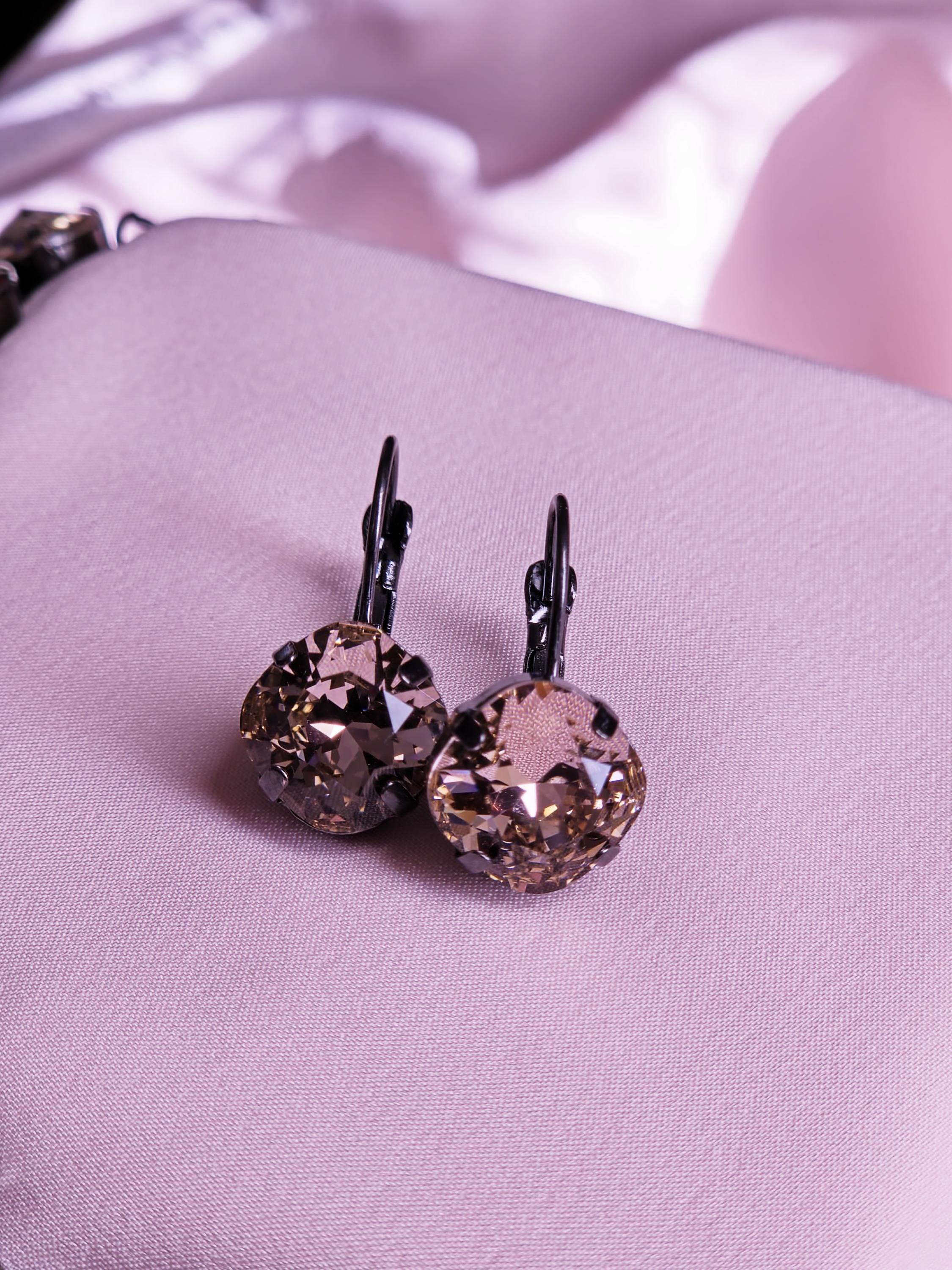 Swarovski Crystal Necklace | Black Setting Statement | Amethyst Patina, Rose Gold, Vintage Rose