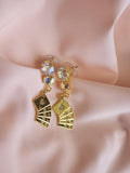 Stack the Deck Swarovski Crystal Earrings | Handmade Gold Ace Playing Card Charm Drop | Crystal Moonlight AB Stud | Vegas Lucky Jewelry