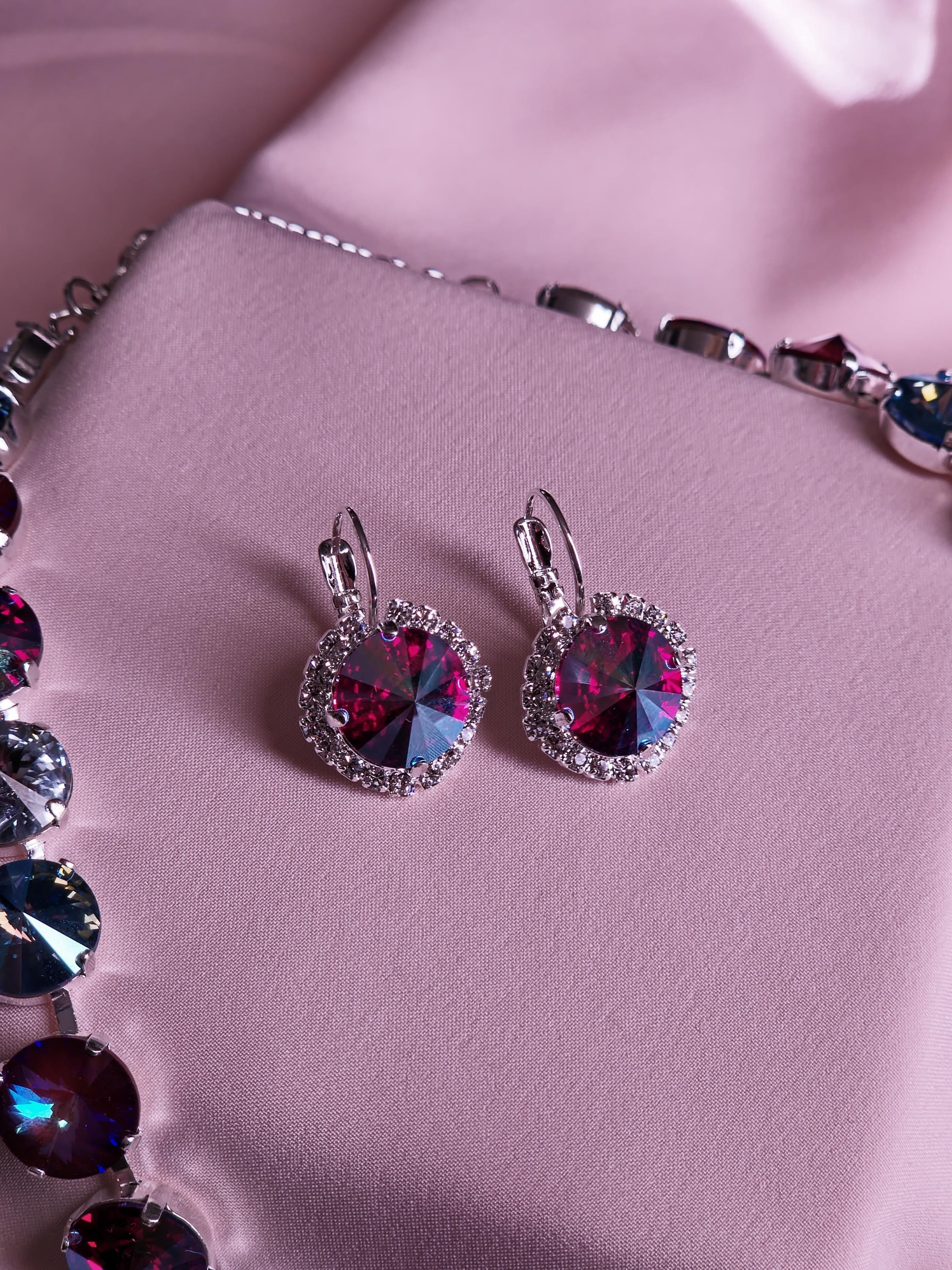 Miami Nights Swarovski Crystal Necklace | Rhodium Plated Statement Jewelry Set