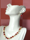 Mad Hatter Swarovski Crystal Trio Earrings | Handmade Gold Plated Leverback Earrings | Ruby Siam & Crystal AB Earrings