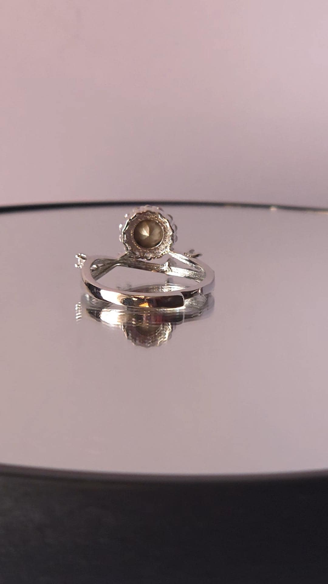 Crystal AB Mystical Setting Crystal Halo Ring | Adjustable Sterling Silver Plated Crossover Ring | Genuine Swarovski Crystal, CZ Halo