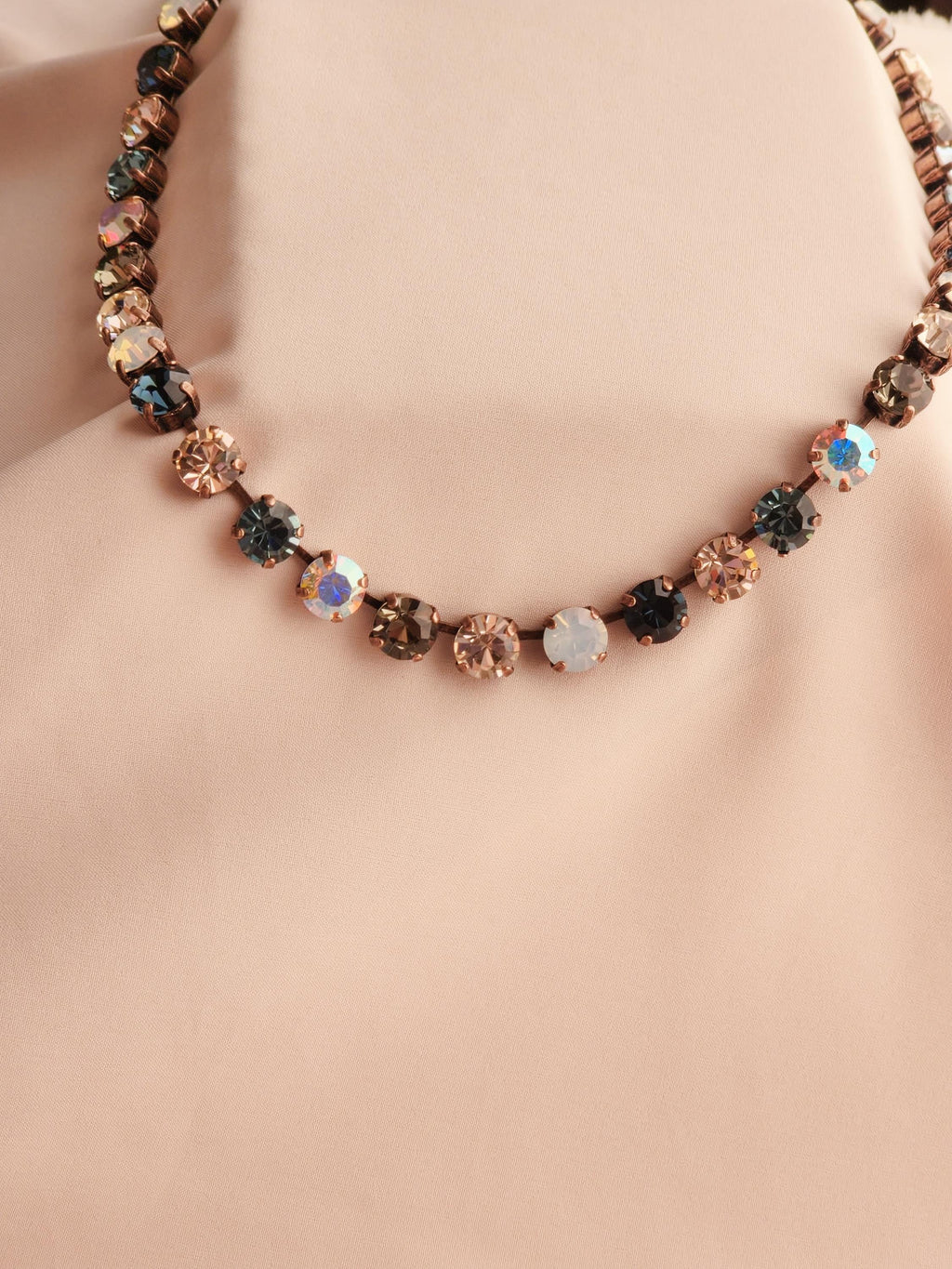 Smokin' Crystal Tennis Necklace | Crystal Choker | Rhinestone Jewelry | Crystal AB and Black Diamond Necklace
