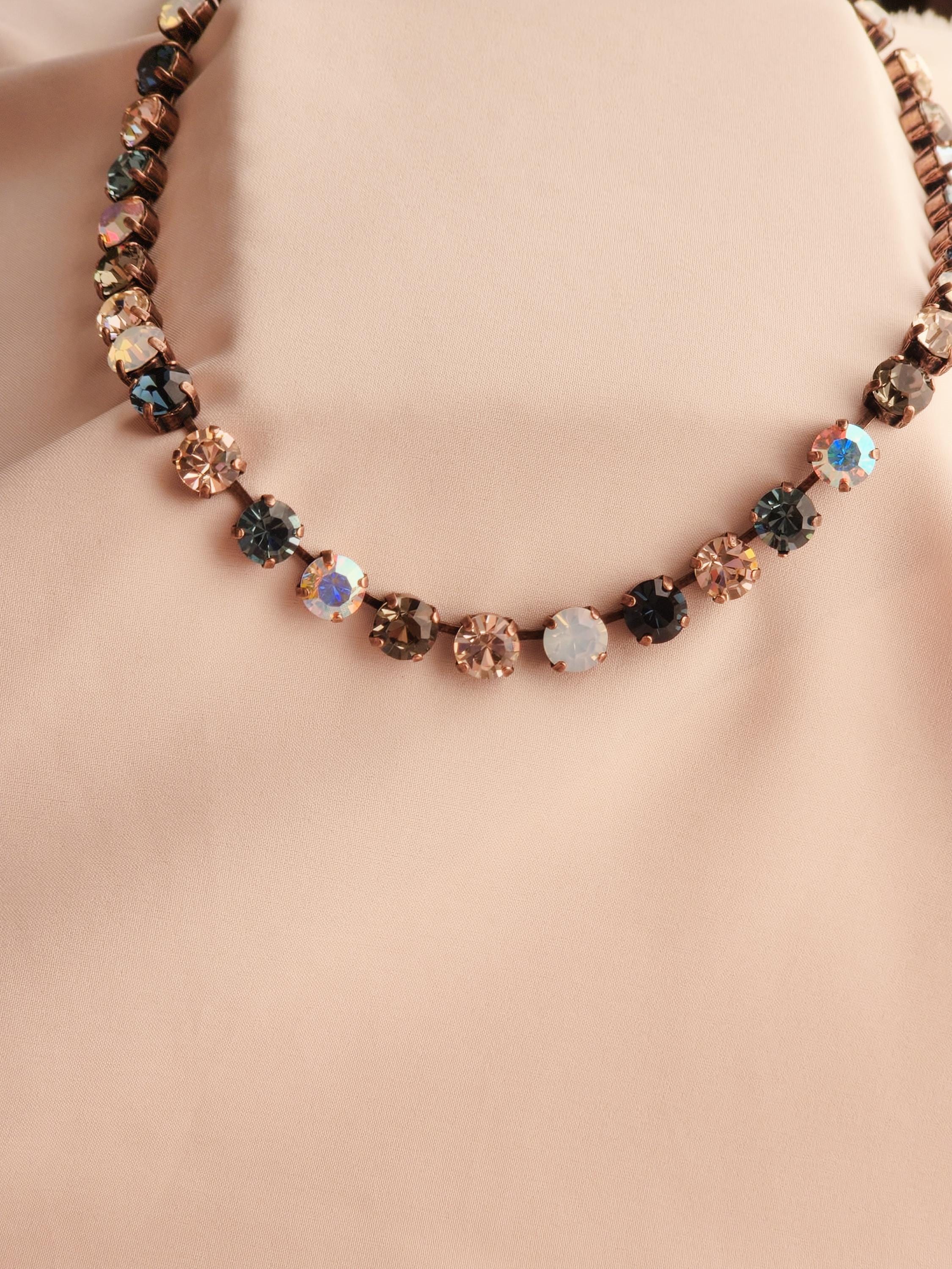 Smokin' Crystal Tennis Necklace | Crystal Choker | Rhinestone Jewelry | Crystal AB and Black Diamond Necklace