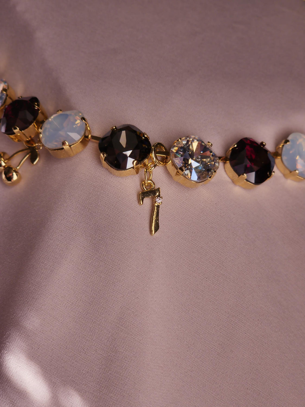 Sin City Swarovski Crystal Charm Necklace | Handmade Gold Plated Statement Necklace | Vegas Jewelry | Dice Charm Necklace