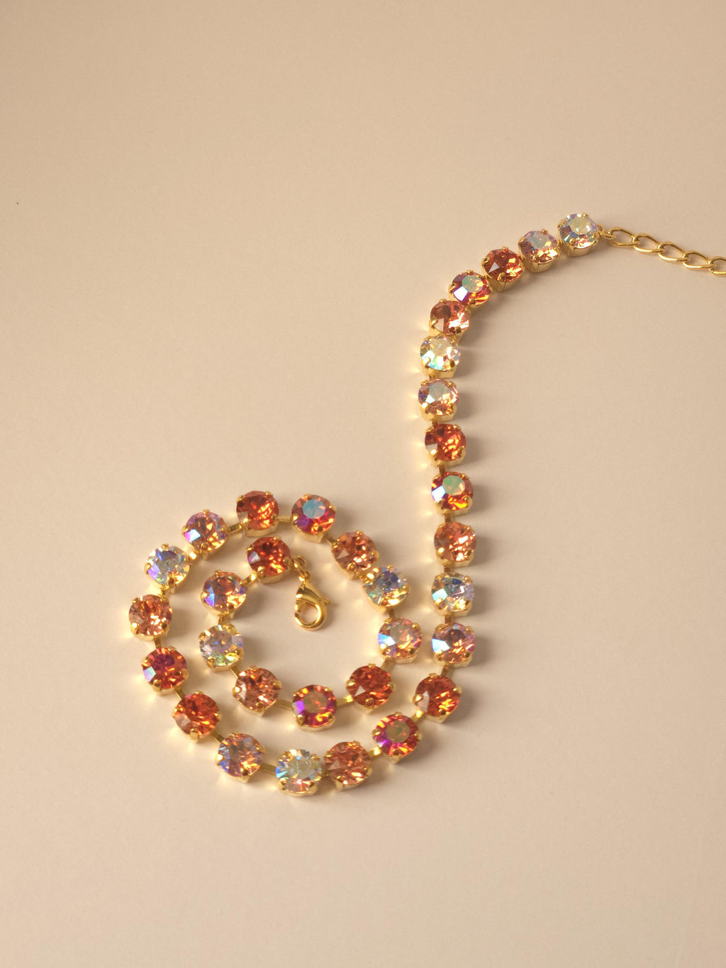 18K Gold Plated Padparadscha Crystal Jewelry Set | Swarovski & Preciosa Crystal Necklace, Earrings, Bracelet | Peach Rose Bridal Jewelry