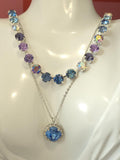 Cheshire Grin Swarovski Crystal Necklace | Handmade Rhodium Statement Necklace | Violet Tanzanite and Ice Blue Crystal Choker