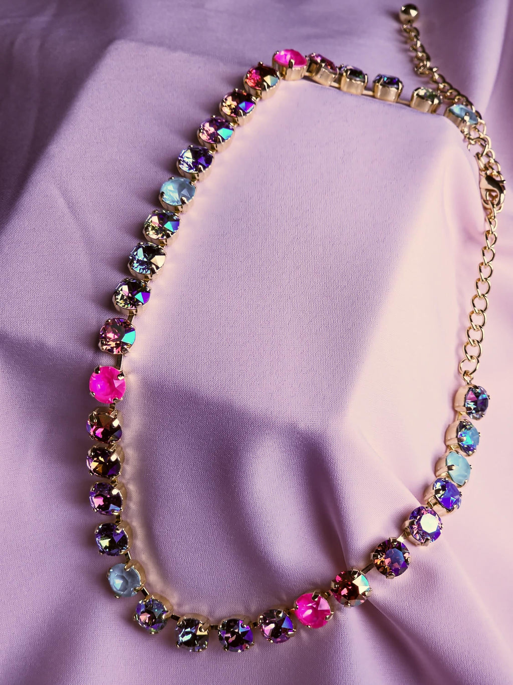 Swarovski Crystal Rainbow Necklace | Gold Plated Statement Jewelry