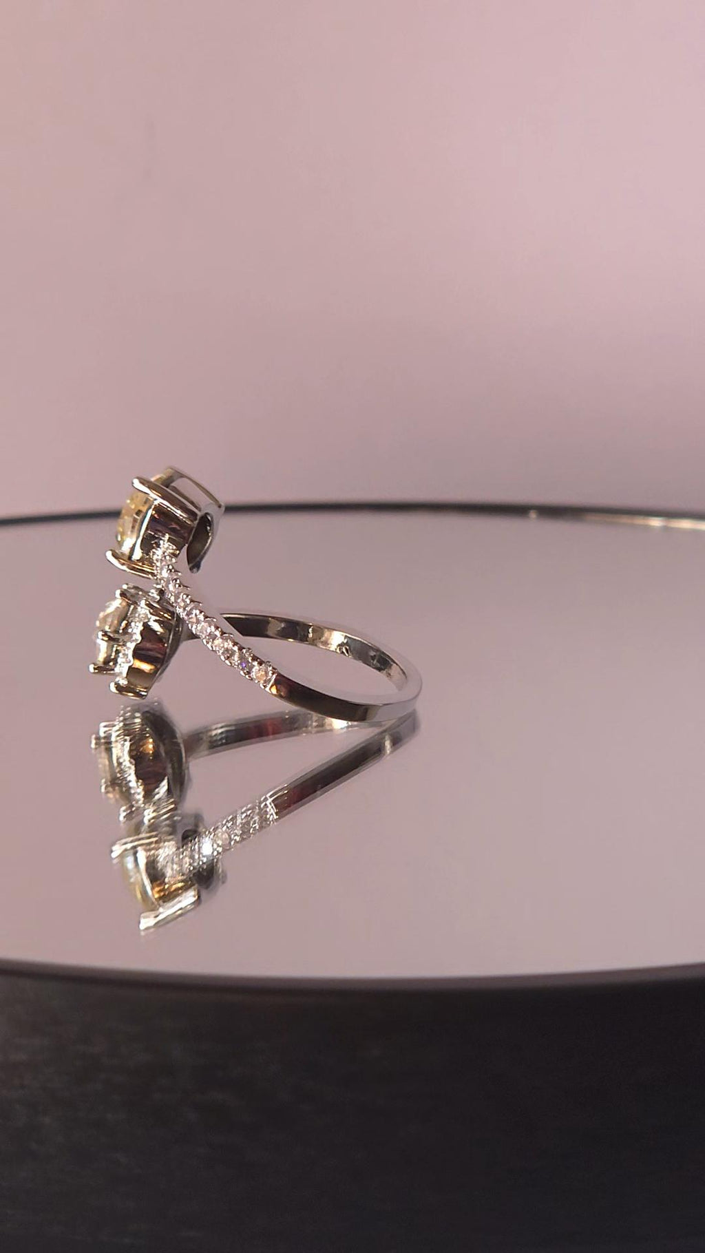 Swarovski Lemon Moonlight Two-Stone Crystal Wrap Ring | Adjustable 925 Sterling Silver Plated Ring | Genuine Swarovski Crystal | Halo Ring