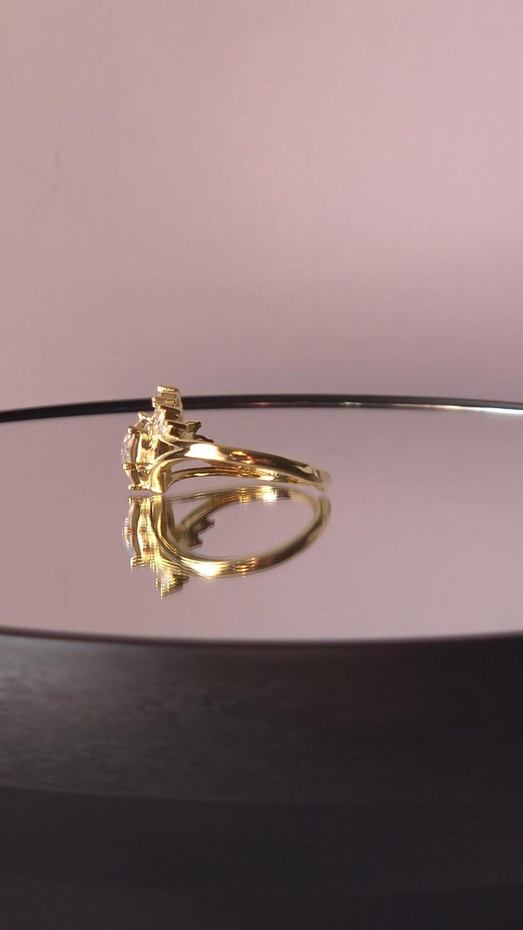 Crystal Crown Ring | Adjustable Gold Plated Cluster Ring | Genuine Swarovski Crystal, CZ Accents | Sparkling Crystal Moonlight