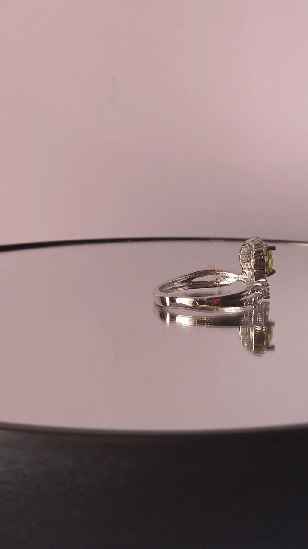 Mystical Setting Citrus Green Crystal Halo Ring | Adjustable Sterling Silver Plated Crossover Ring | Genuine Swarovski Crystal, CZ Halo