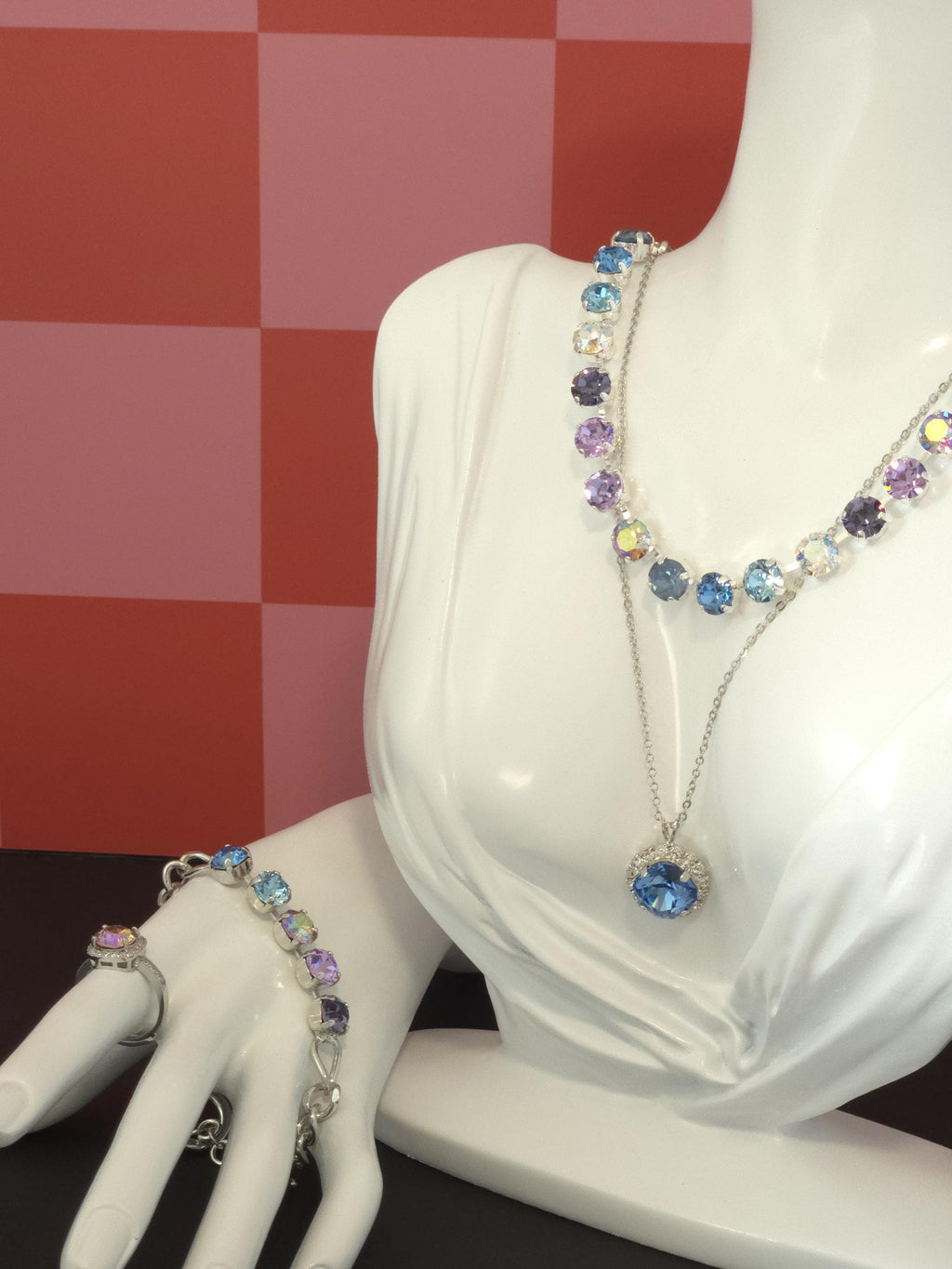 White Rabbit's Watch Swarovski Crystal Bracelet | Handmade Rhodium Curb Chain Bracelet | Crystal Toggle Closure Bracelet