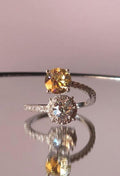 Swarovski Lemon Moonlight Two-Stone Crystal Wrap Ring | Adjustable 925 Sterling Silver Plated Ring | Genuine Swarovski Crystal | Halo Ring