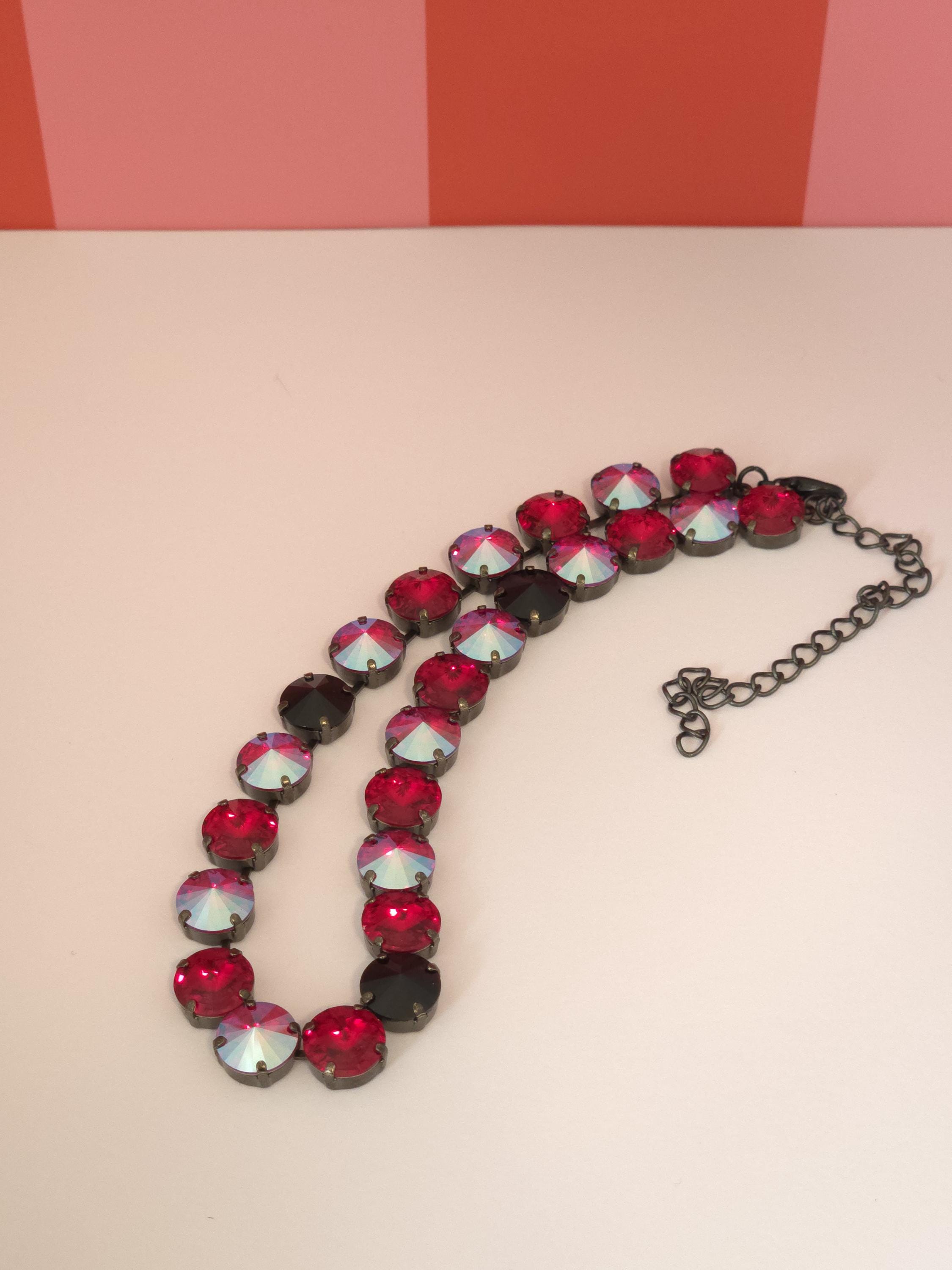 Off With Her Head Swarovski Crystal Necklace | Handmade Black Statement Necklace | Siam & Jet Crystal Rivoli Choker