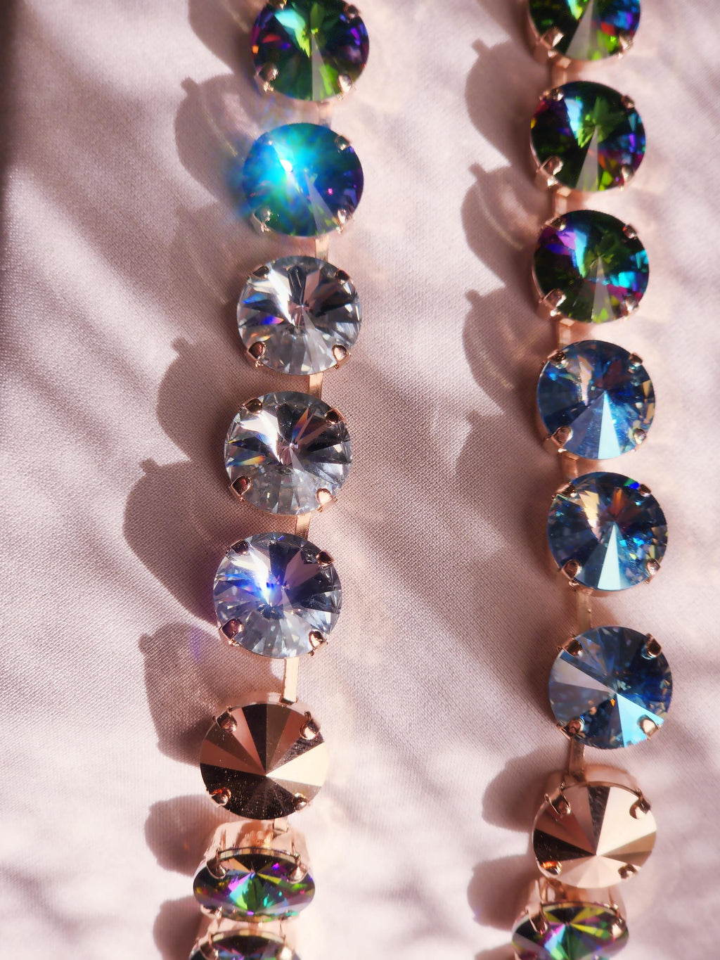 April Showers Swarovski Crystal Necklace | Handmade Rose Gold Statement Necklace | Rainbow Blue Electra Crystal Choker