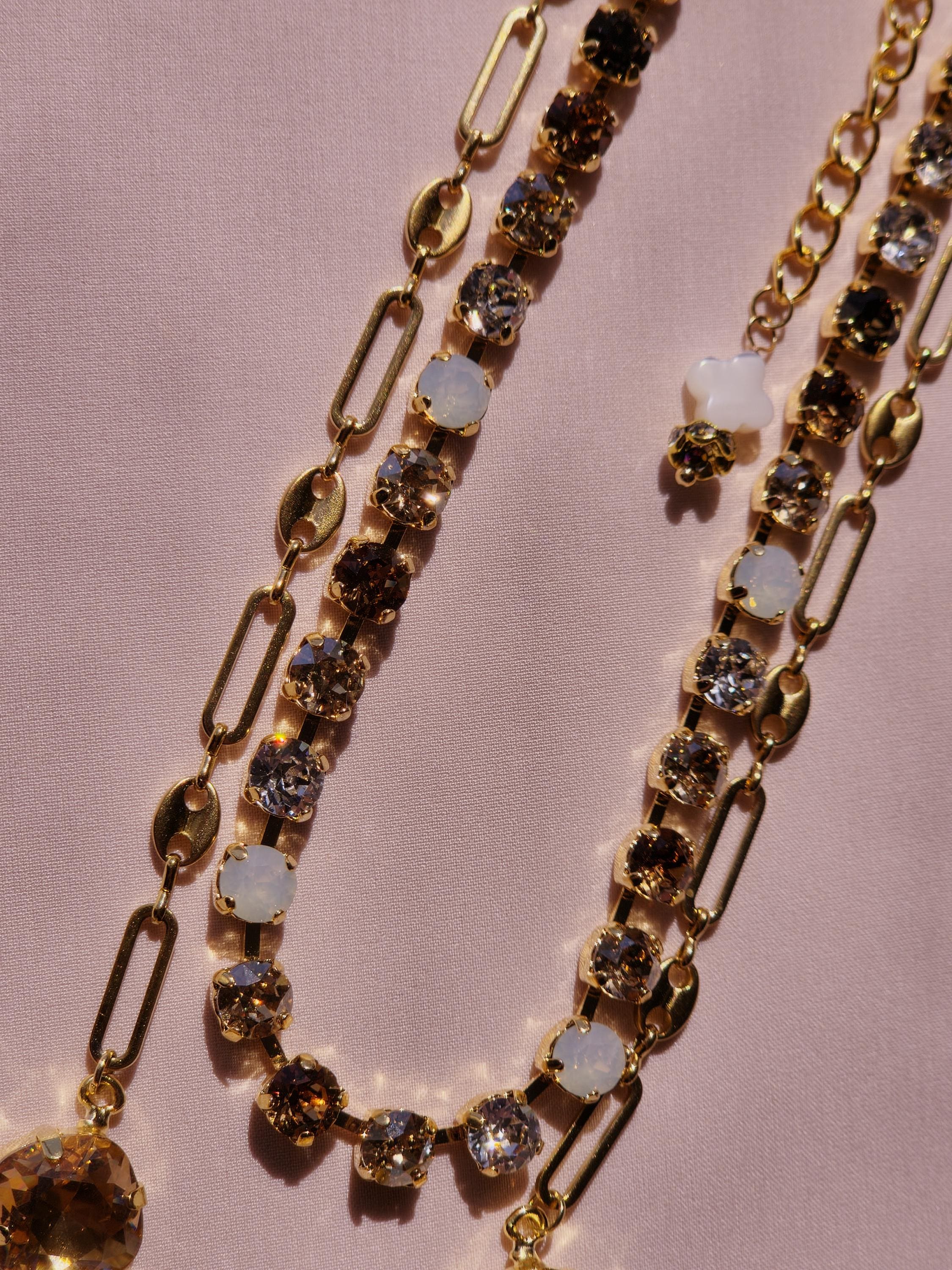 Champagne Toast Austrian Crystal | Colorado Topaz White Opal Necklace | Crystal Choker | Gold Plated Necklace Earrings | Rhinestone Jewelry