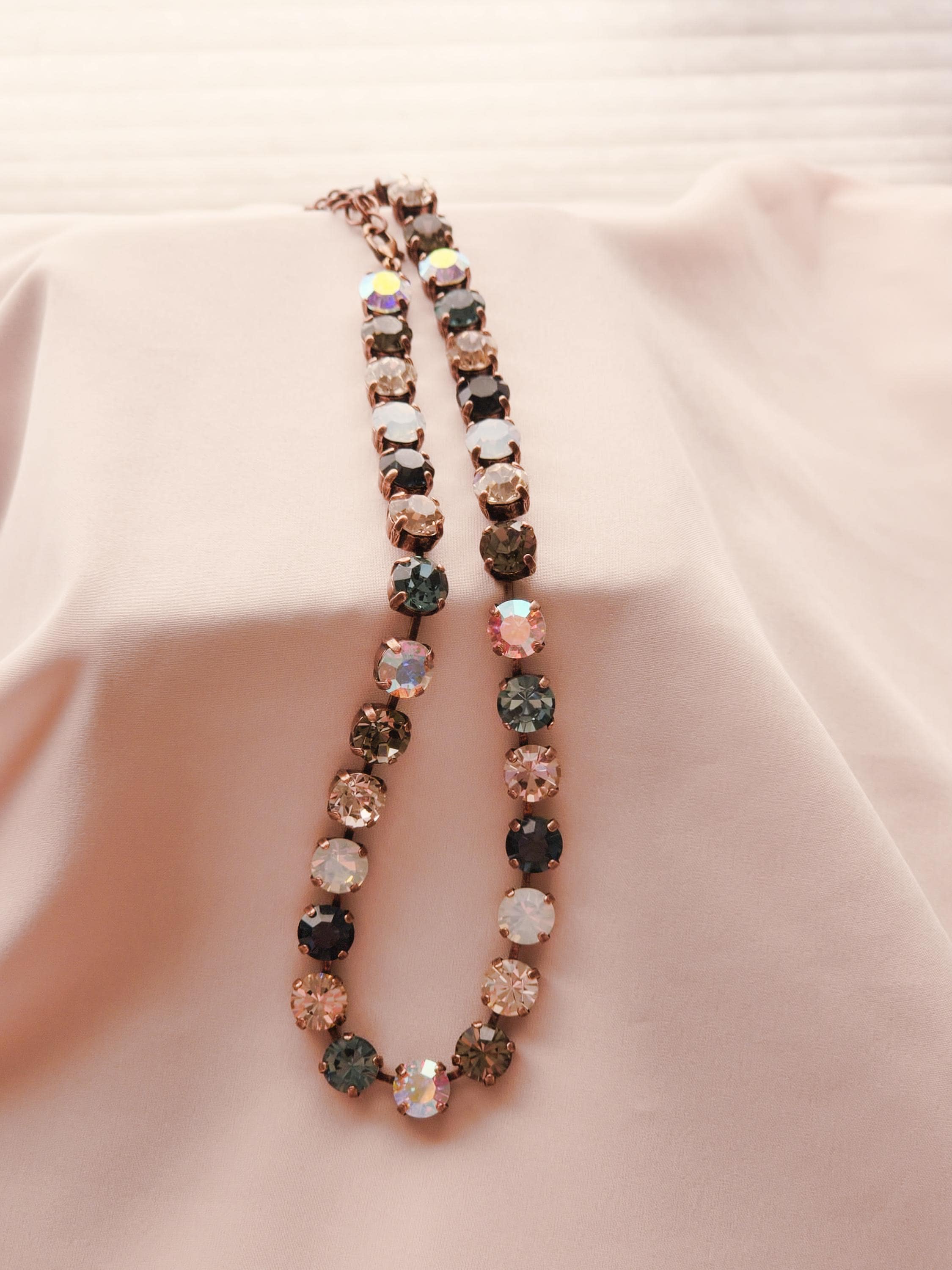 Smokin' Crystal Tennis Necklace | Crystal Choker | Rhinestone Jewelry | Crystal AB and Black Diamond Necklace