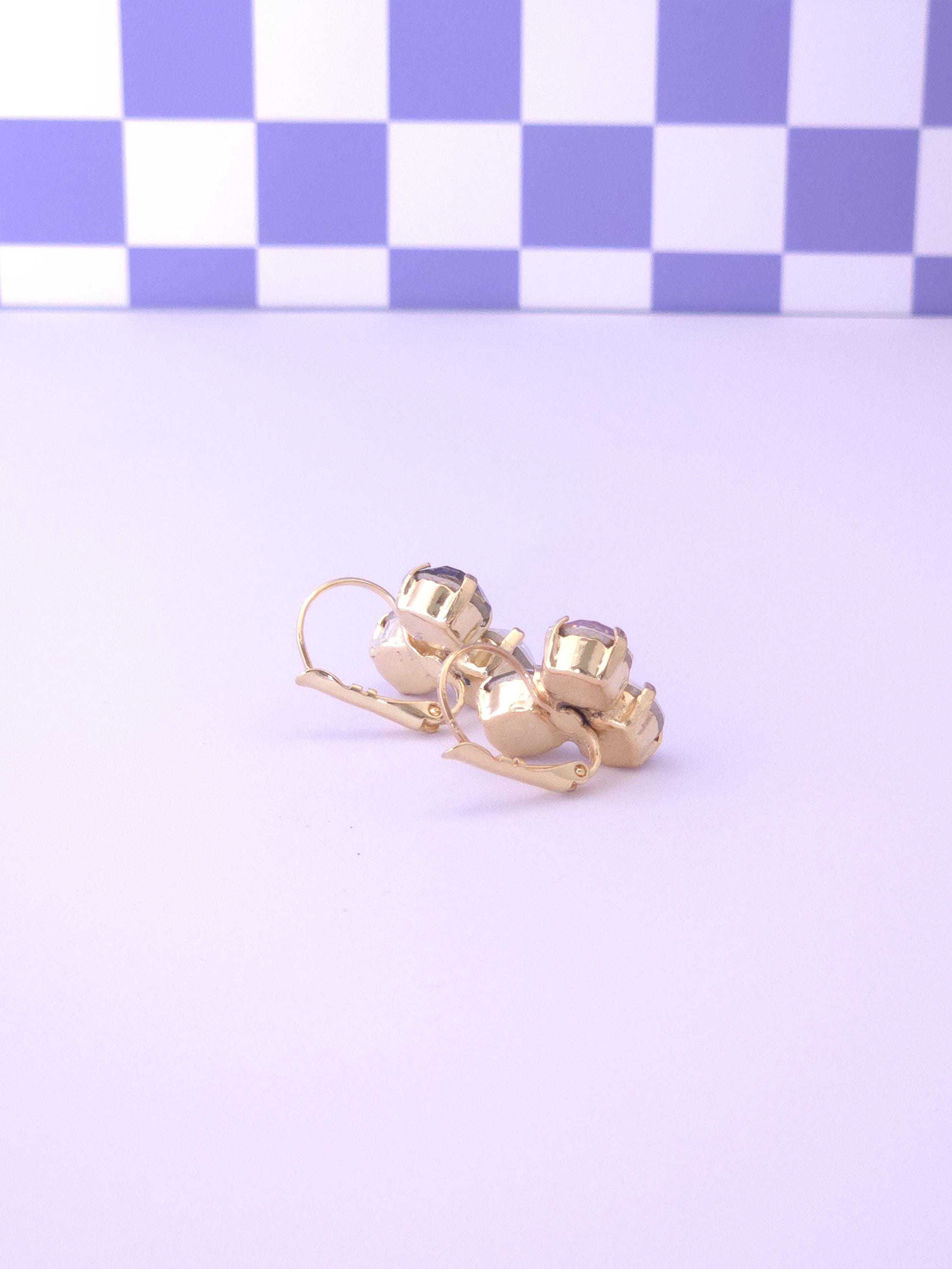 Crystal Trio Leverback Earrings | 8mm Austrian Stones, Gold or Rhodium Finish