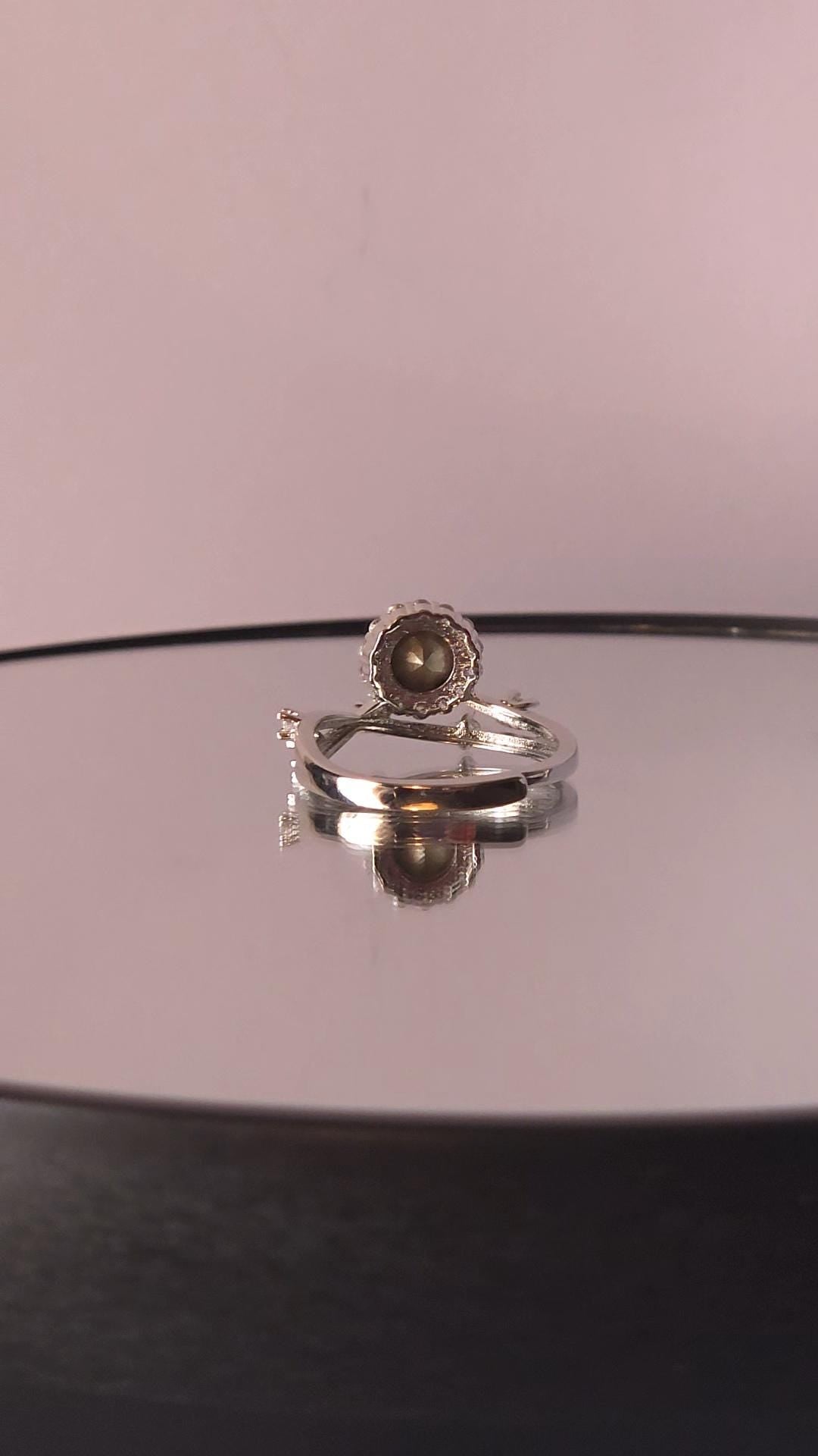 Mystical Setting Citrus Green Crystal Halo Ring | Adjustable Sterling Silver Plated Crossover Ring | Genuine Swarovski Crystal, CZ Halo
