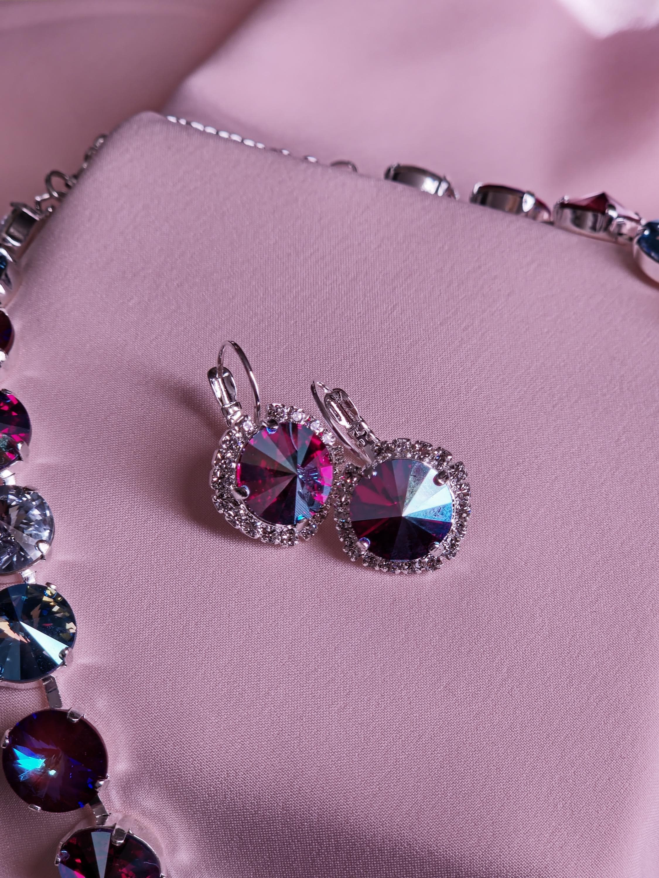 Miami Nights Swarovski Crystal Necklace | Rhodium Plated Statement Jewelry Set