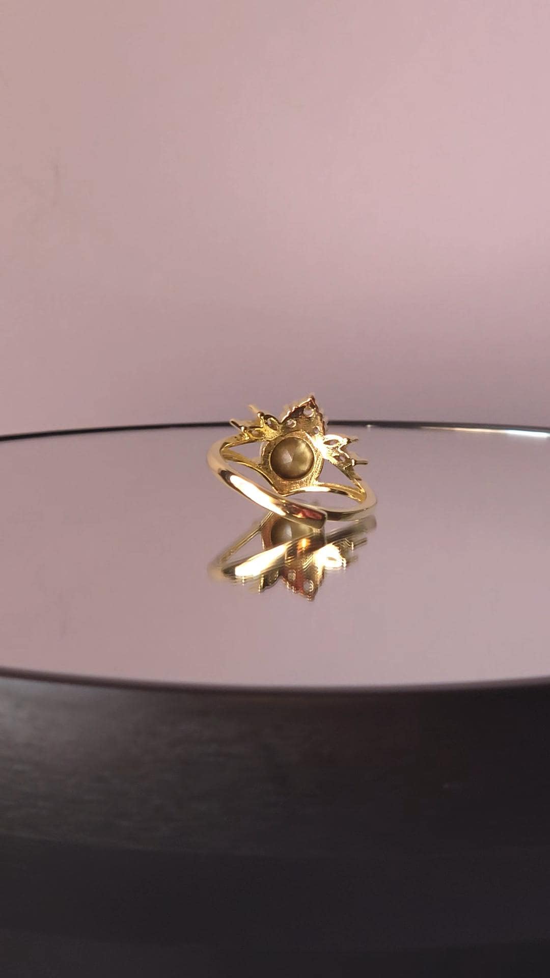 Crystal Crown Ring | Adjustable Gold Plated Cluster Ring | Genuine Swarovski Crystal, CZ Accents | Sparkling Crystal Moonlight
