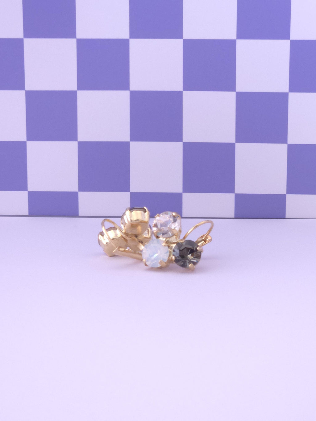 Crystal Trio Leverback Earrings | 8mm Austrian Stones, Gold or Rhodium Finish