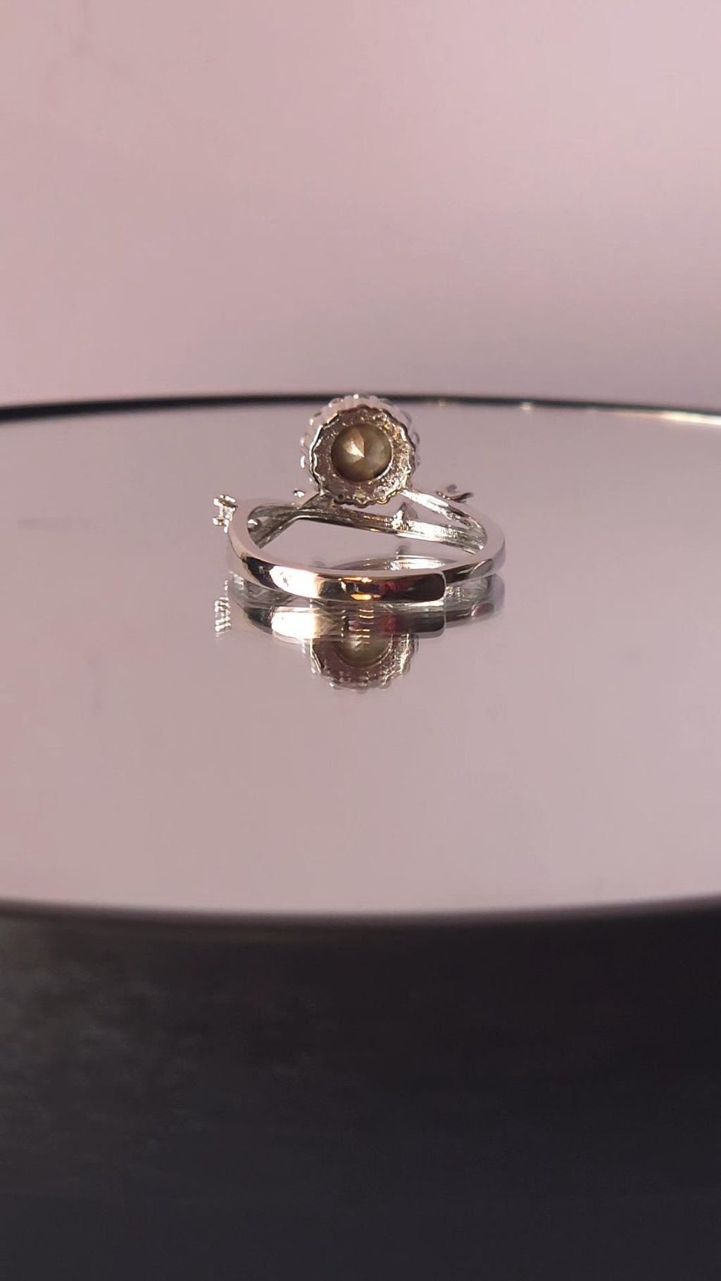 White Opal Mystical Setting Crystal Halo Ring | Adjustable Sterling Silver Plated Crossover Ring | Genuine Swarovski Crystal, CZ Halo