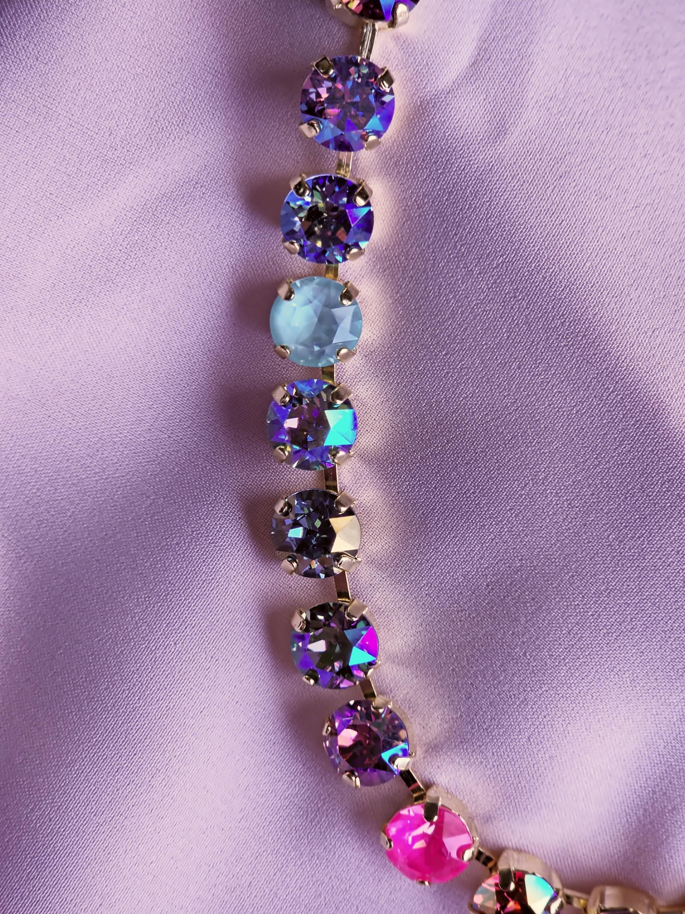 Swarovski Crystal Rainbow Necklace | Gold Plated Statement Jewelry