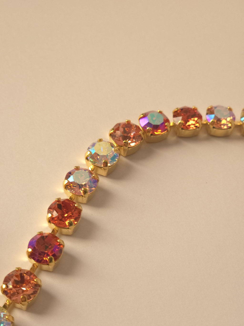 18K Gold Plated Padparadscha Crystal Jewelry Set | Swarovski & Preciosa Crystal Necklace, Earrings, Bracelet | Peach Rose Bridal Jewelry