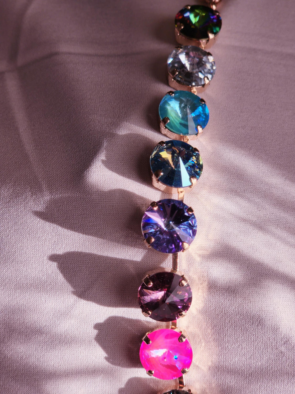 May Flowers Swarovski Crystal Necklace | Handmade Rose Gold Statement Necklace | Rainbow Crystal Choker