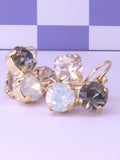 Crystal Trio Leverback Earrings | 8mm Austrian Stones, Gold or Rhodium Finish