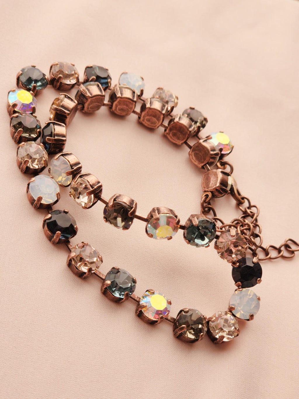 Smokin' Crystal Tennis Necklace | Crystal Choker | Rhinestone Jewelry | Crystal AB and Black Diamond Necklace