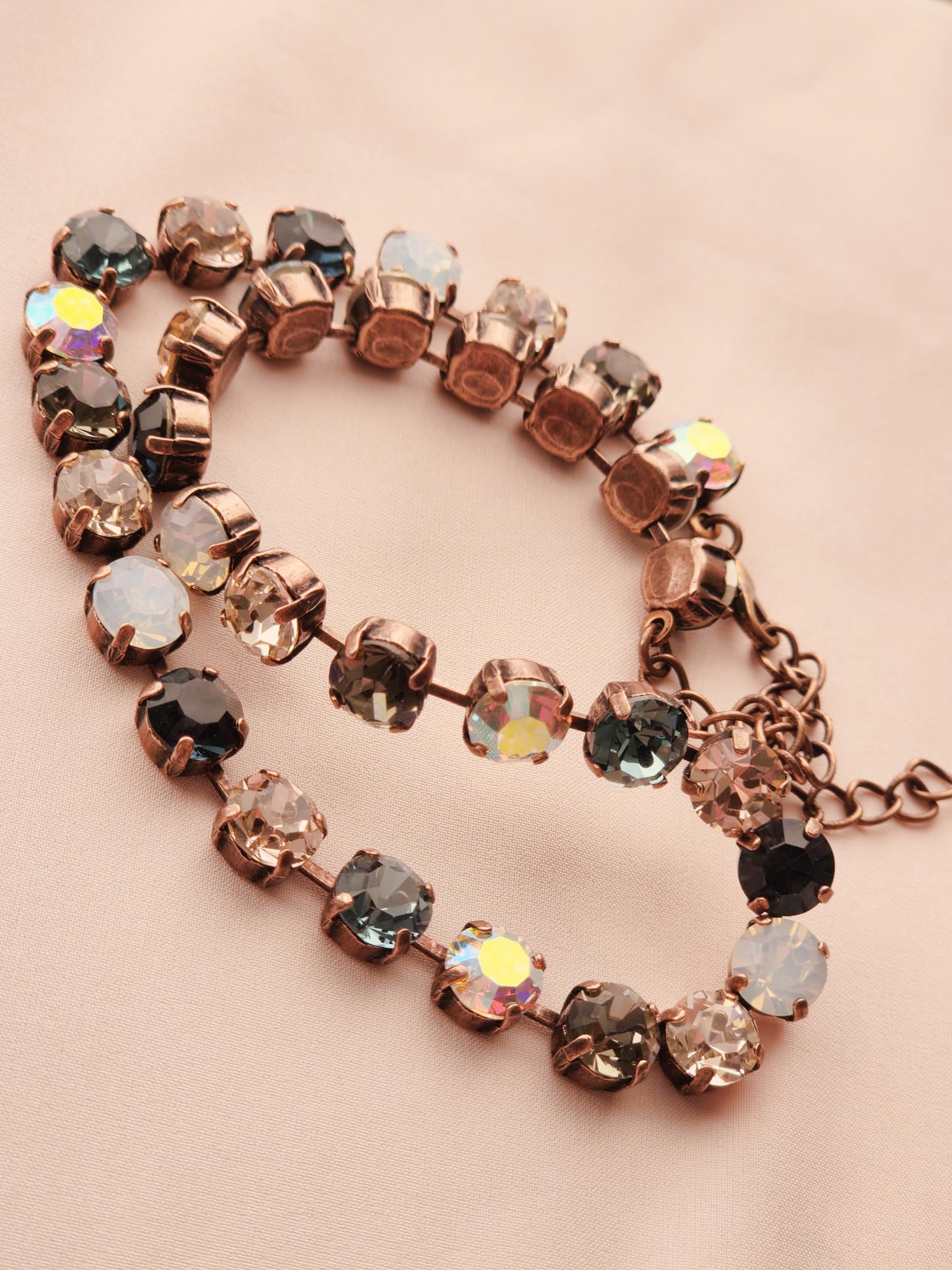 Smokin' Crystal Tennis Necklace | Crystal Choker | Rhinestone Jewelry | Crystal AB and Black Diamond Necklace