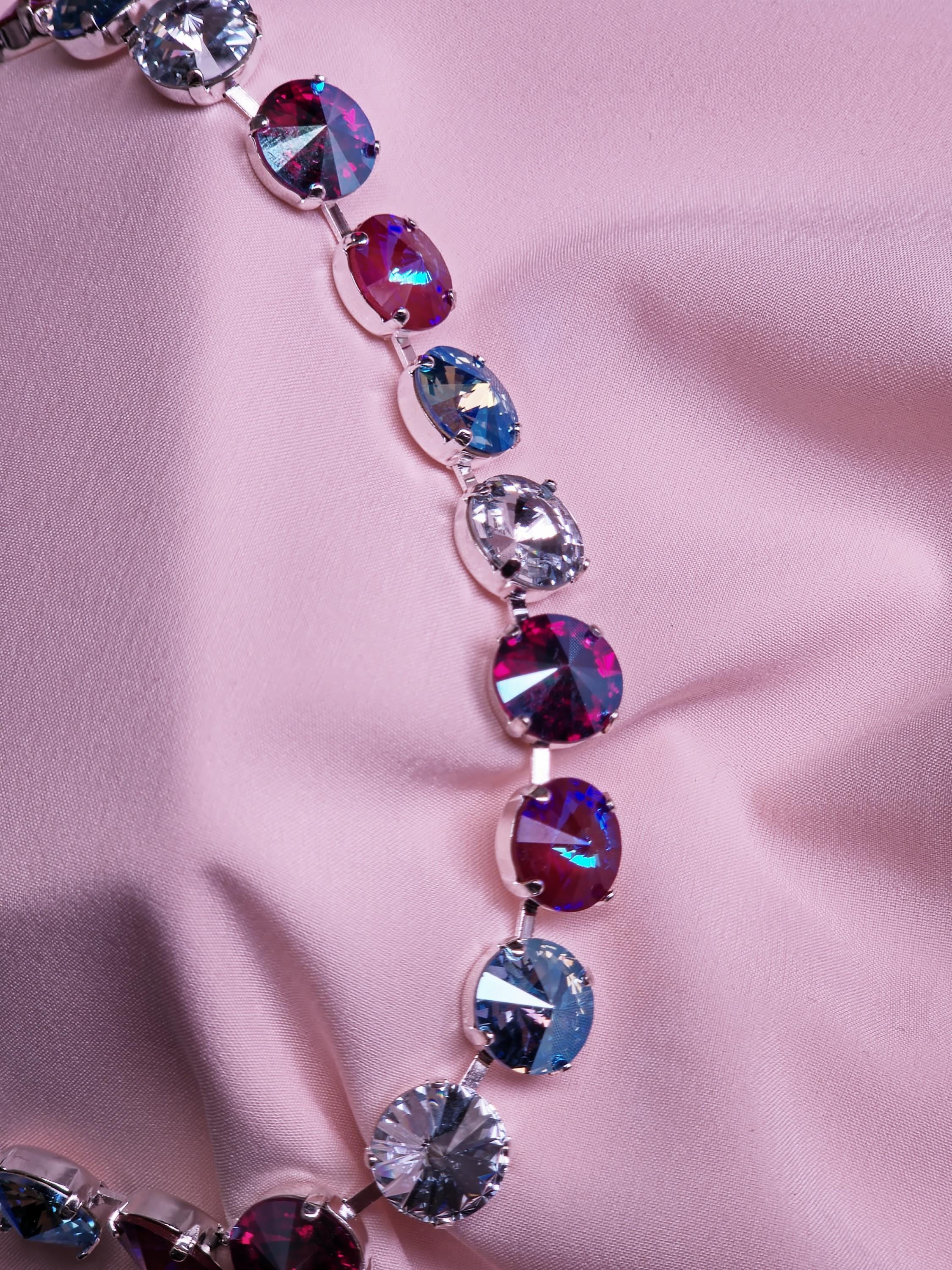 Miami Nights Swarovski Crystal Necklace | Rhodium Plated Statement Jewelry Set