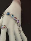 White Rabbit's Watch Swarovski Crystal Bracelet | Handmade Rhodium Curb Chain Bracelet | Crystal Toggle Closure Bracelet