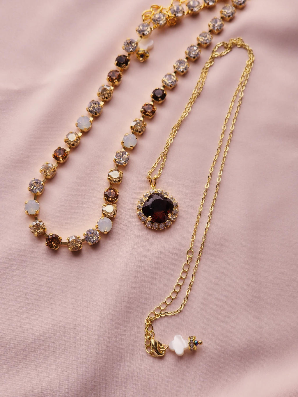 Champagne Toast Austrian Crystal | Colorado Topaz White Opal Necklace | Crystal Choker | Gold Plated Necklace Earrings | Rhinestone Jewelry