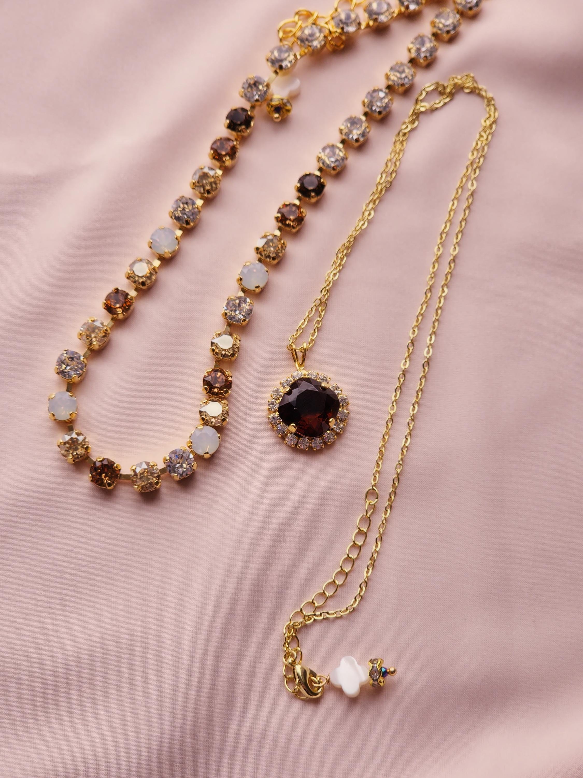 Champagne Toast Austrian Crystal | Colorado Topaz White Opal Necklace | Crystal Choker | Gold Plated Necklace Earrings | Rhinestone Jewelry