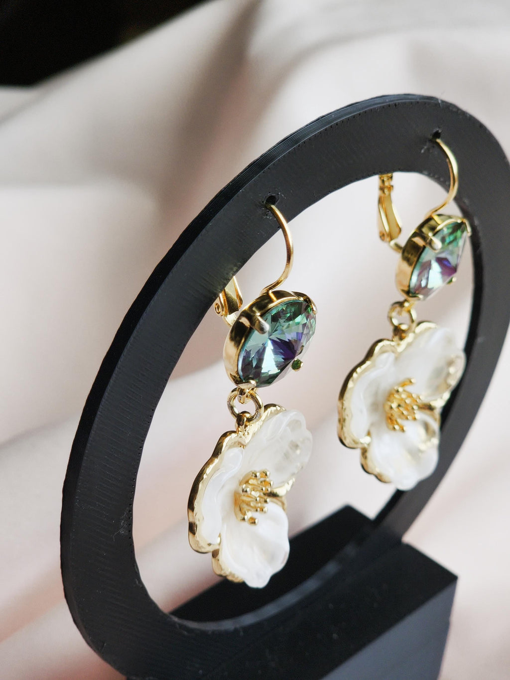 Brilliant Blooms Swarovski Crystal Flower Earrings | Handmade Gold Plated Jewelry | Wedding Jewelry | Crystal Earrings | Austrian Crystal