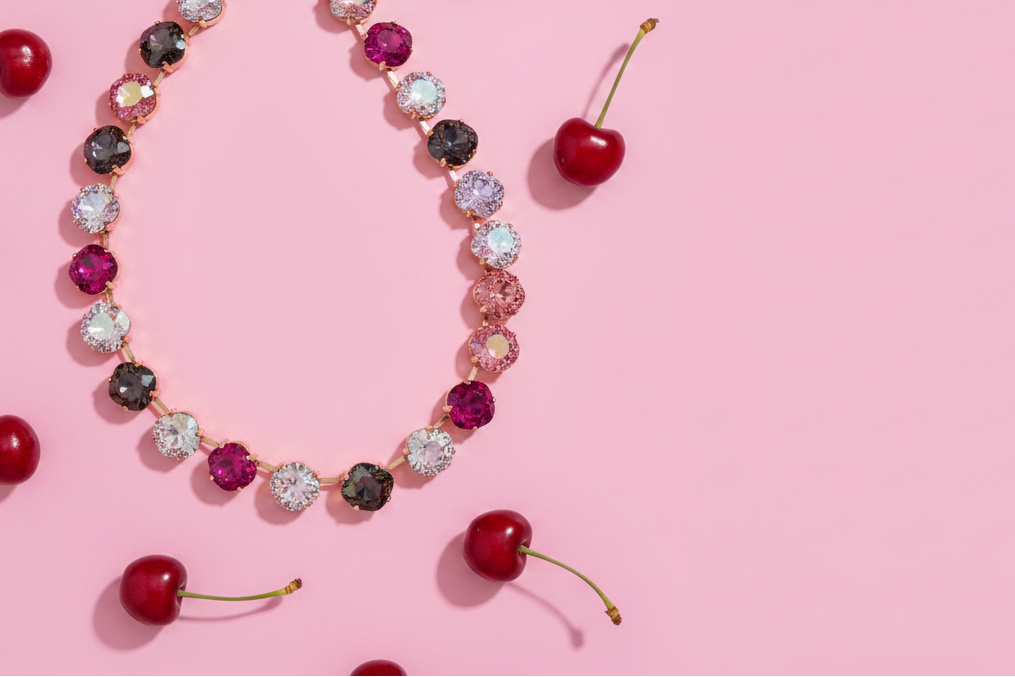 Cherry Necklace Inlaid Flat Lay